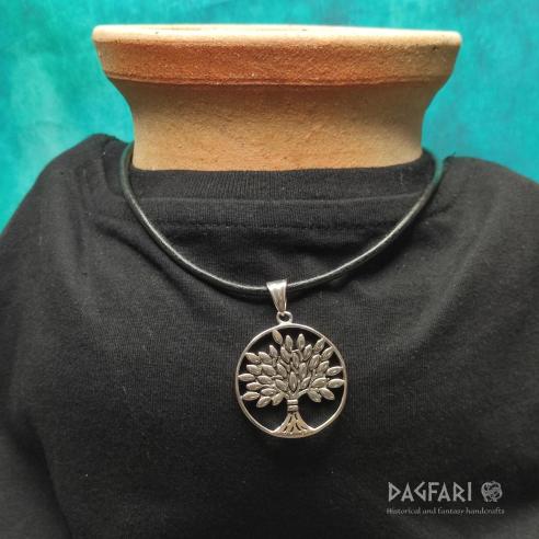 Medaillon LEBENSBAUM - im Kreis mit Blättern, glänzend