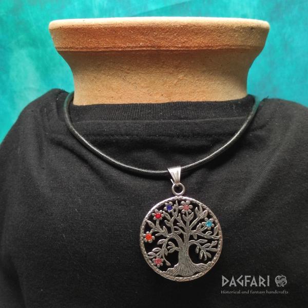 Medaillon Lebensbaum - mit farbigen Strasssteinen