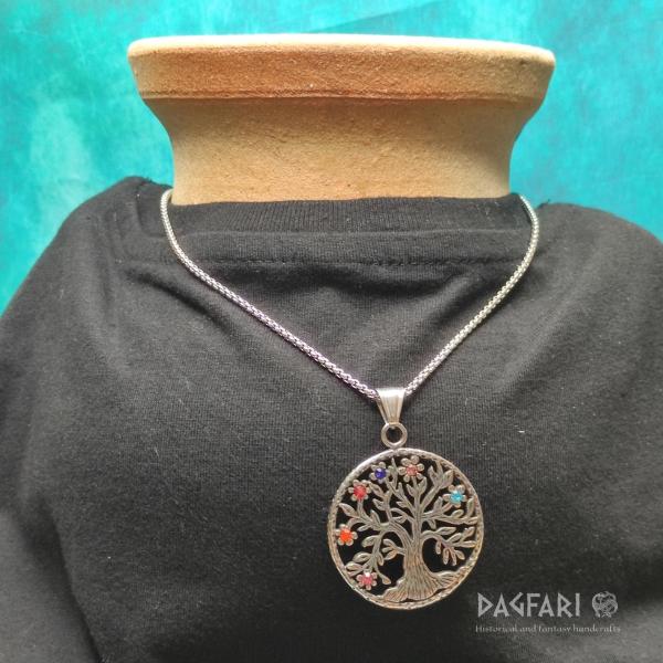 Medaillon Lebensbaum - mit farbigen Strasssteinen