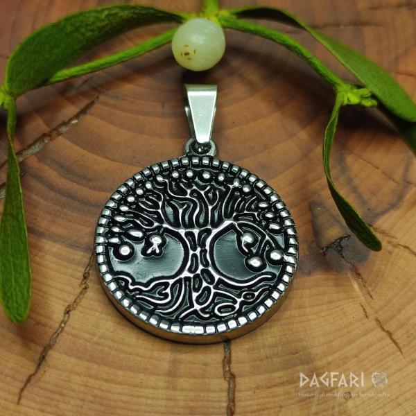 NIMLOTH, WHITE TREE - blackened stainless steel pendant