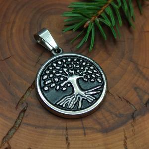 BÍLÝ STROM - černěný nerezový přívěsek