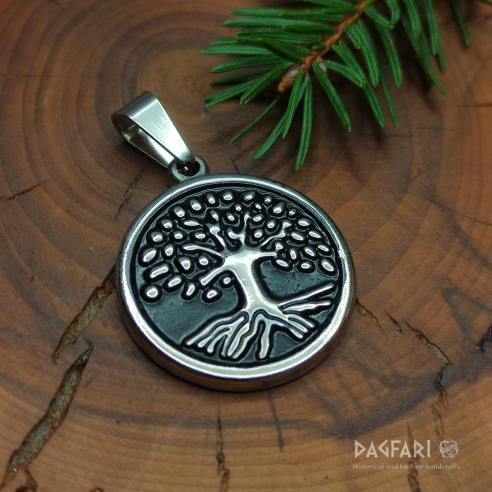 WHITE TREE - blackened stainless steel pendant