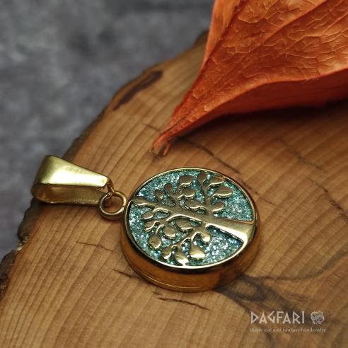 GLITTER Baum des Lebens mit metallischem Hintergrund - blau-gold Farbe