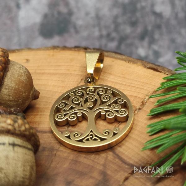 CELTIC FAMILY ♡ - golden color tree of life with rhinestones and triquetra