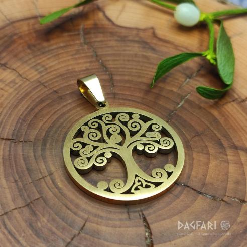 CELTIC FAMILY ♡ - big golden color tree of life with rhinestones and triquetra