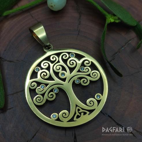 CELTIC FAMILY ♡ - Gross goldener Farbe Lebensbaum mit Trikquetra