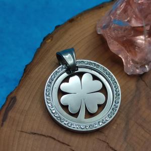 FOUR-LEAF CLOVER - symbol of luck, mirror shine with cubic zircons