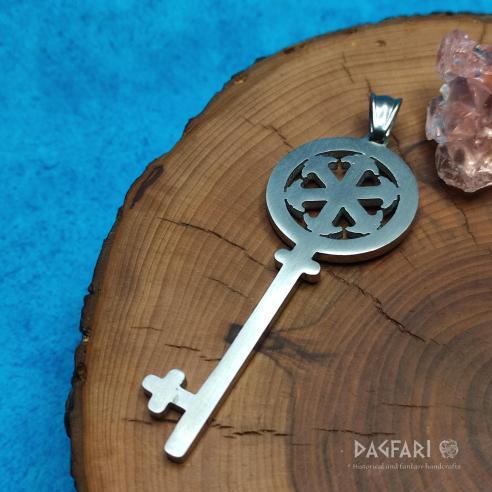 Přívěsek KLÍČ - zrcadlový lesk, zirkony, chirurgická ocel