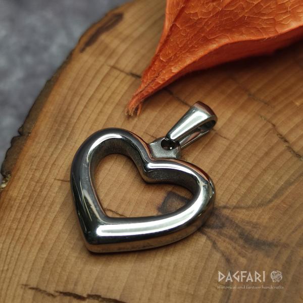 ❤ SRDCE, hladký přívěsek, buclaté linky, chirurgická ocel