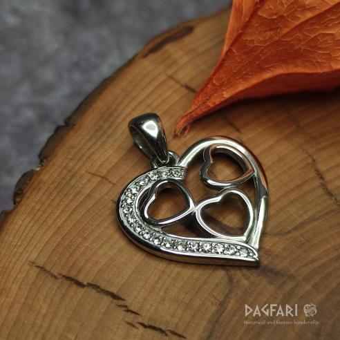 ❤ HEART - luxury pendant with three hearts, for mothers