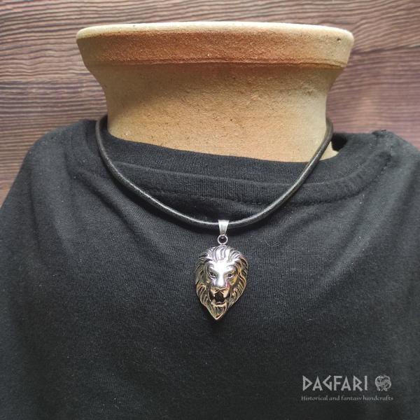 Pendant LION PATRIOT - roaring lion head, stainless steel