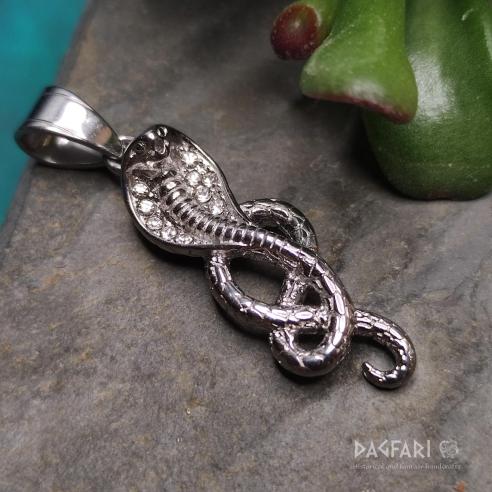 Small COBRA, snake with transparent rhinestones, surgical steel