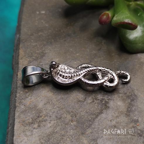 Malá KOBRA, had s průsvitnými kamínky, chirurgická ocel