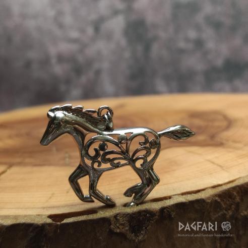 Running horse LUCKY STAR - carved steel air pendant